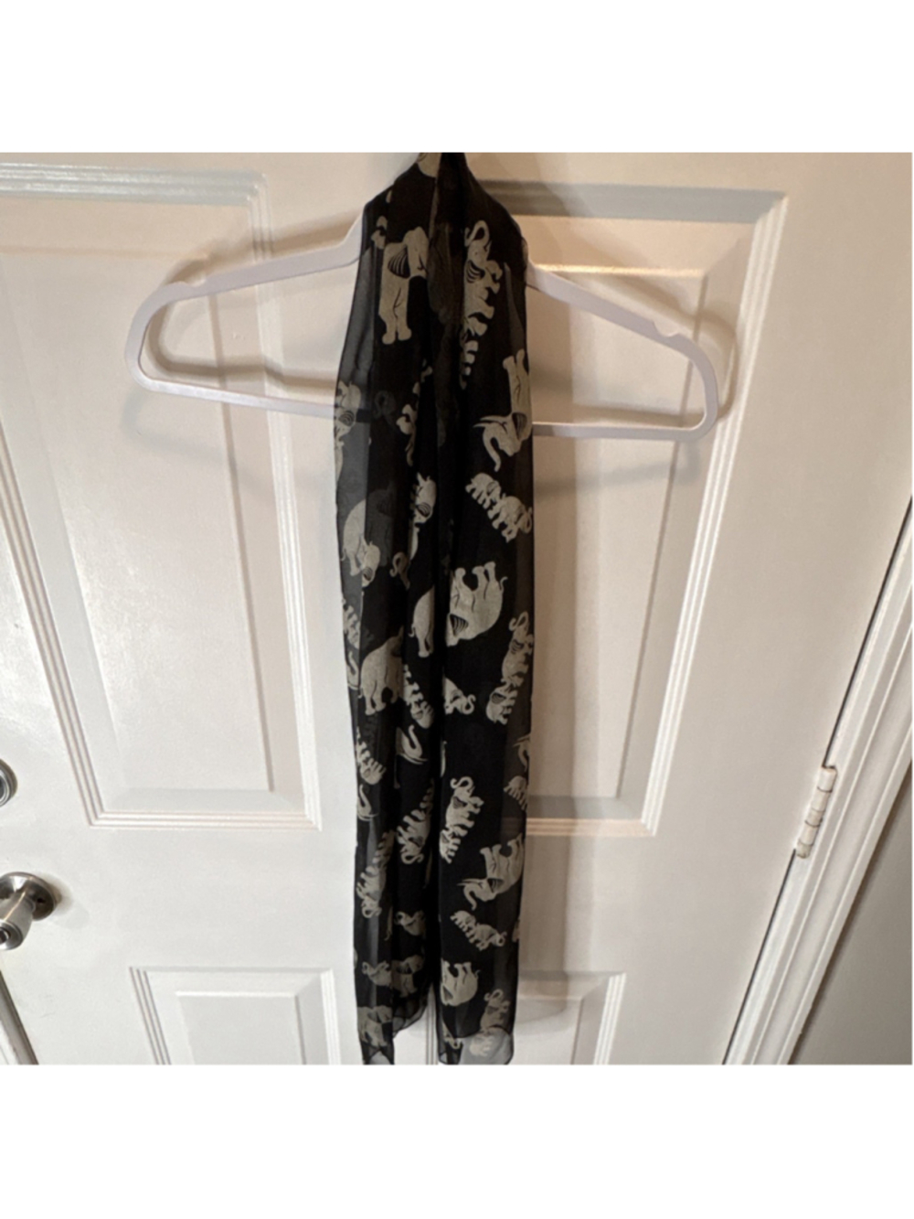 Black Gray Chiffon Polyester Rectangle Scarf Animal Print Women's Spring Fall